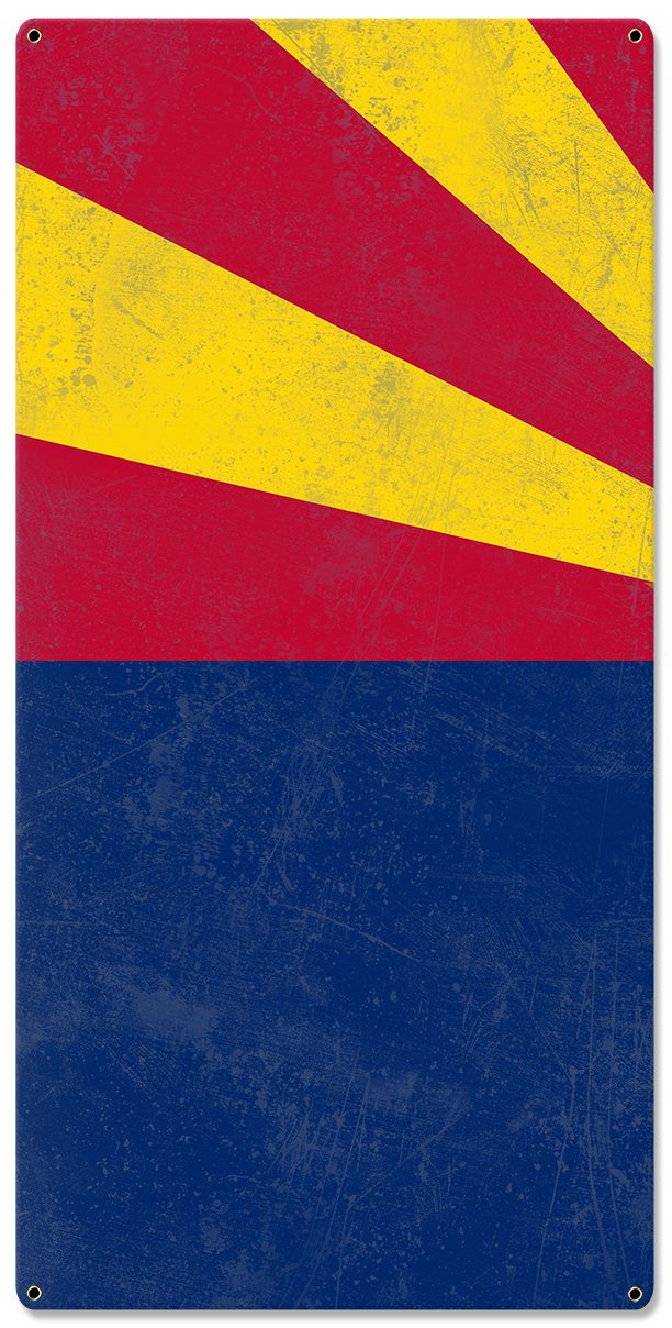Arizona State Flag, The Grand Canyon State, Triptych Metal Sign, Wall Decor, Wall Art, Vintage, 54"x36"