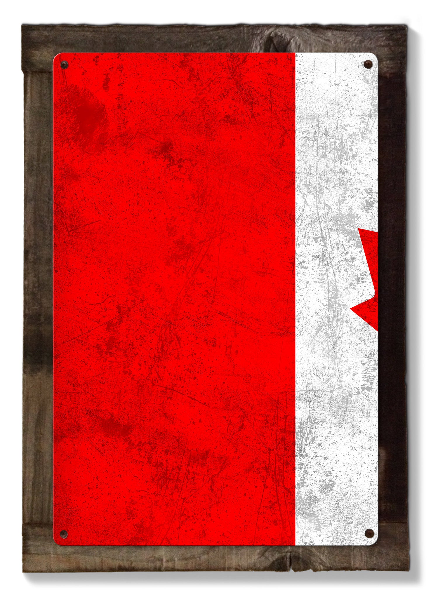 Canada Flag, Triptych METAL Sign, Vintage, Antique, Decor, Wall Art , Optional Reclaimed Barn-wood Frame