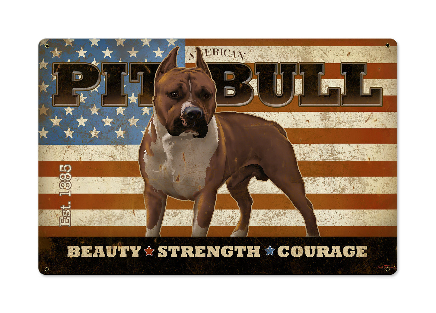 American Pit Bull,  Dog, METAL Sign, Optional Reclaimed BarnWood Frame, American Steel, Wall Decor, Wall Art, Vintage