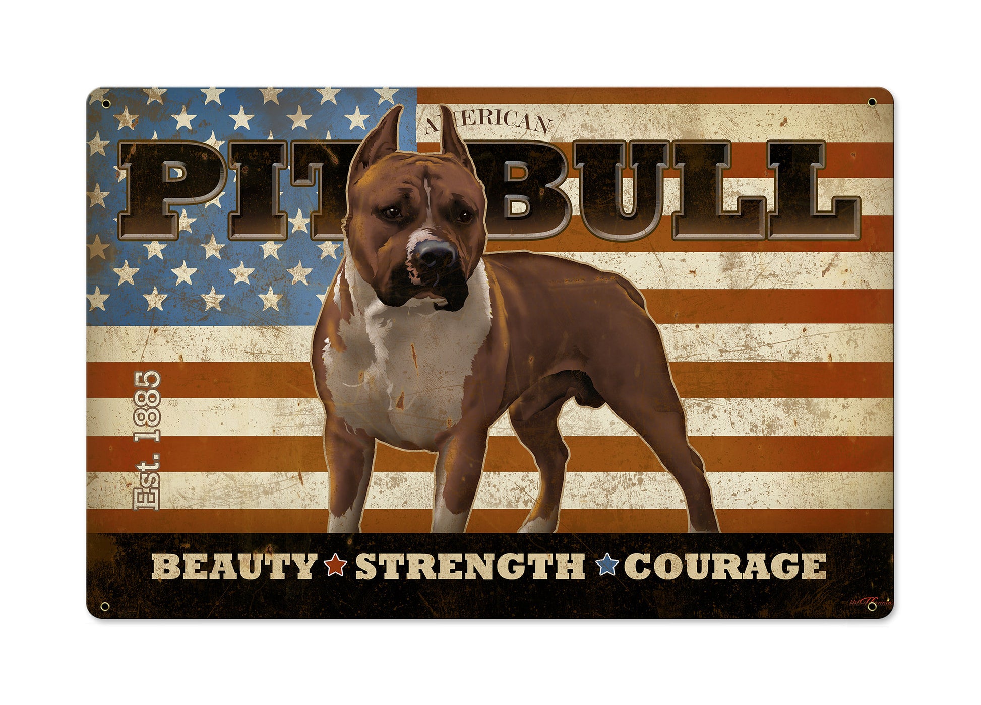 American Pit Bull,  Dog, METAL Sign, Optional Reclaimed BarnWood Frame, American Steel, Wall Decor, Wall Art, Vintage