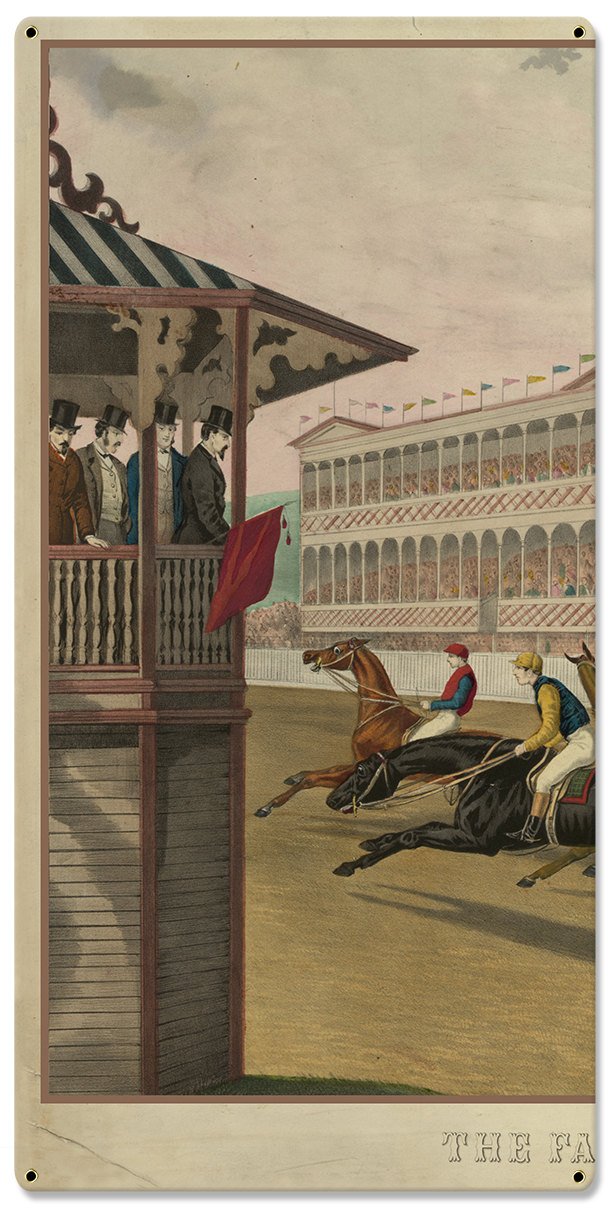The False Start, Jerome Park New York, Currier & Ives 1868, Horse Races, Triptych Metal Sign, Americana, Wall Decor, Wall Art 54"x36"