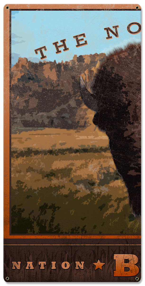 The North American Bison, Buffalo, Tatanka, Western, Americana, Native American, Indian, Triptych, Metal Sign, Wall Decor, Wall Art, 54"x36"