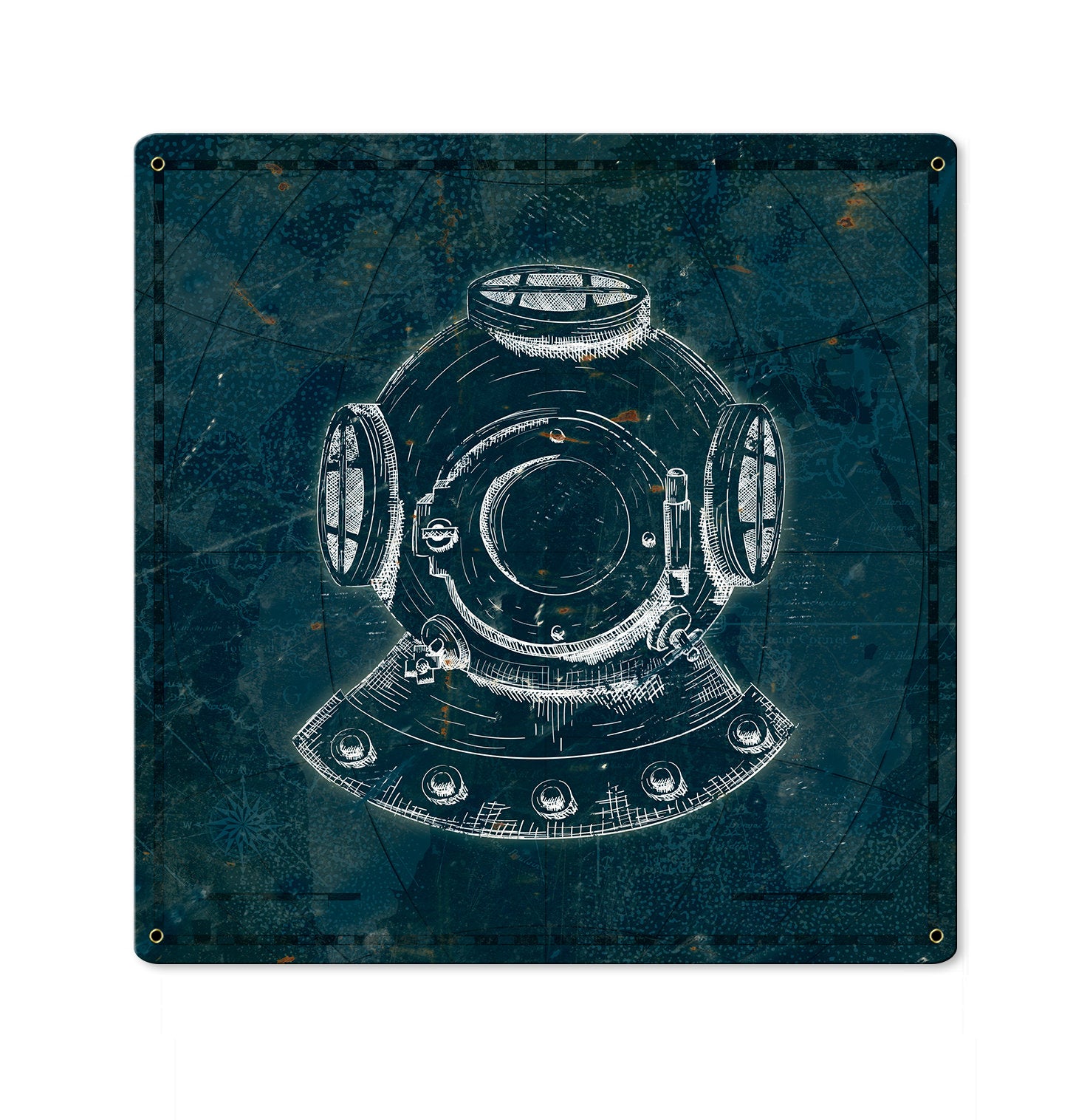 Vintage Scuba Diver Mask, METAL Sign, Optional Reclaimed BarnWood Frame, American Steel, Wall Decor, Wall Art, Vintage