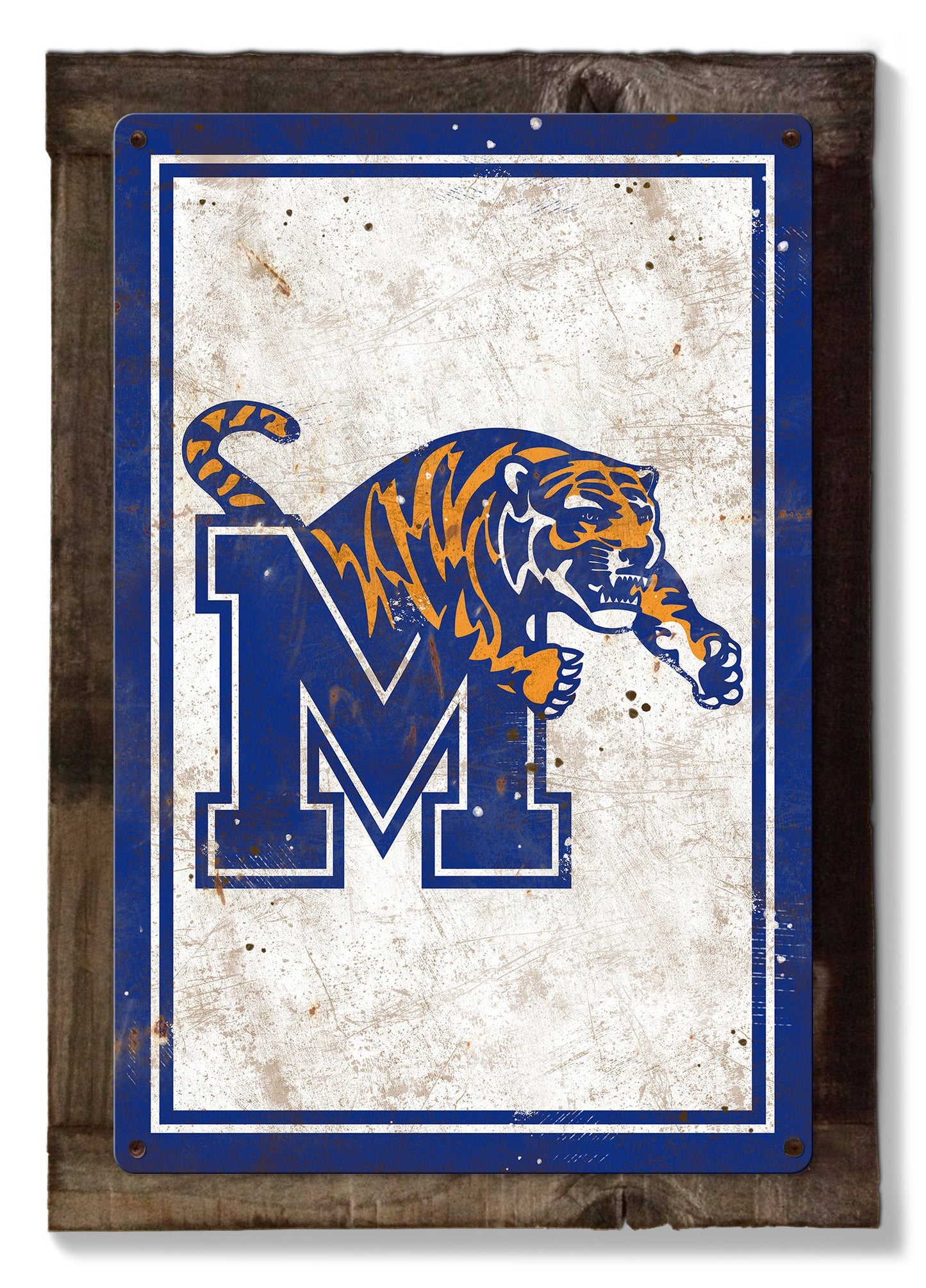 Memphis Tigers, Wall Art, Rustic Metal Sign, Optional Rustic Wood Frame, College Teams, Mascots, and Sports