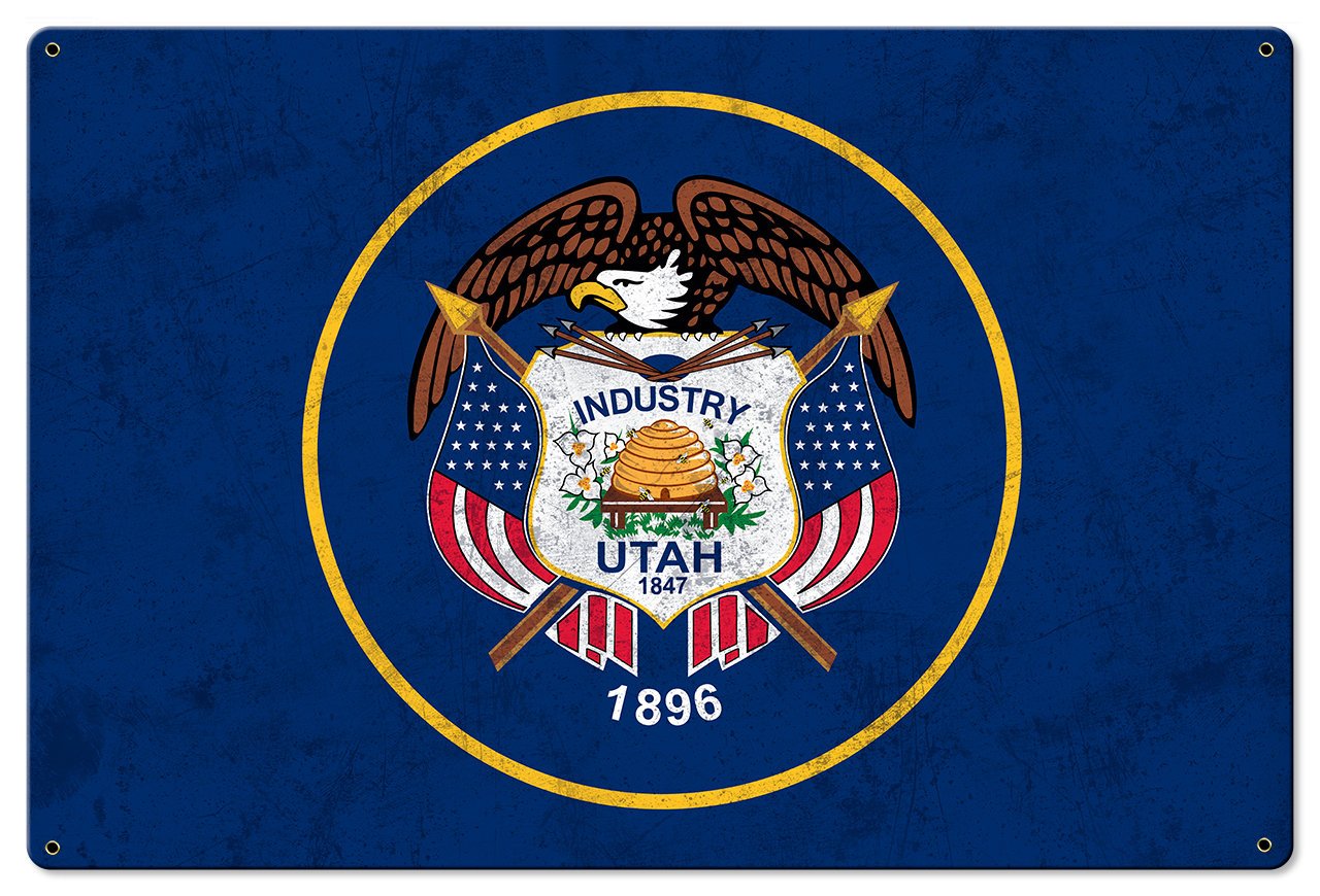 Utah State Flag, Life Elevated, Metal Sign, Optional Rustic Wood Frame, Wall Decor, Wall Art, Vintage, Rustic, FREE SHIPPING!