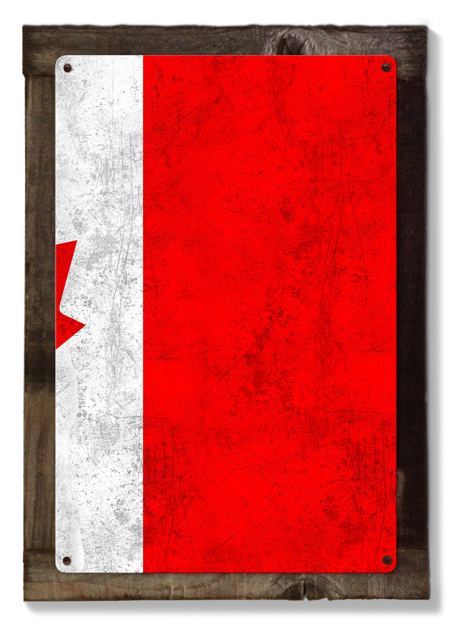 Canada Flag, Triptych METAL Sign, Vintage, Antique, Decor, Wall Art , Optional Reclaimed Barn-wood Frame