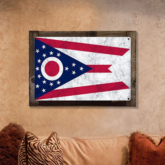 Ohio State Flag, First in Aviation, Metal Sign, Metal Sign, Optional Rustic Wood Frame, Wall Decor, Wall Art, FREE SHIPPING!