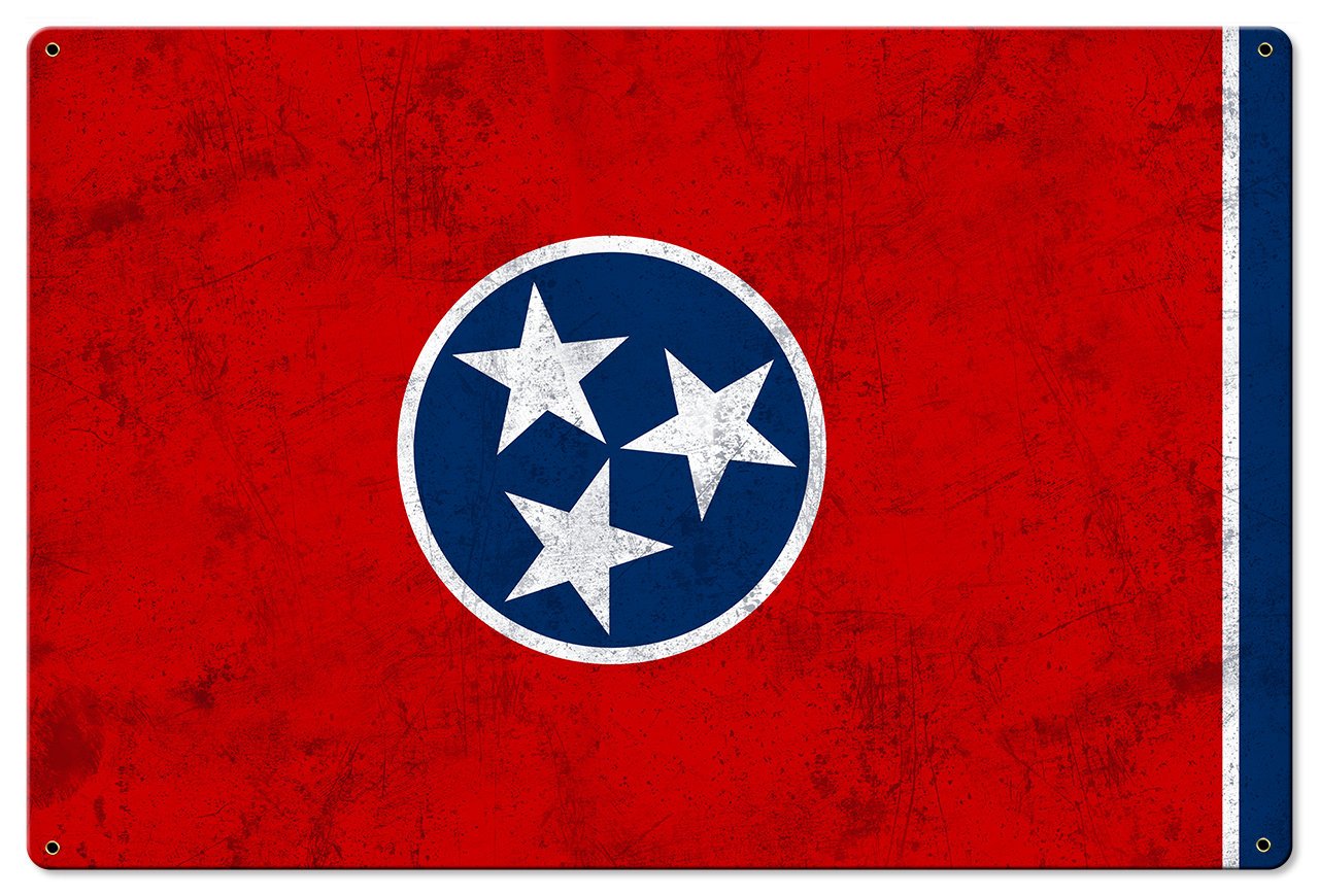 Tennessee State Flag, The Volunteer State,  Metal Sign, Optional Rustic Wood Frame, Wall Decor, Wall Art, Vintage, Rustic, FREE SHIPPING!