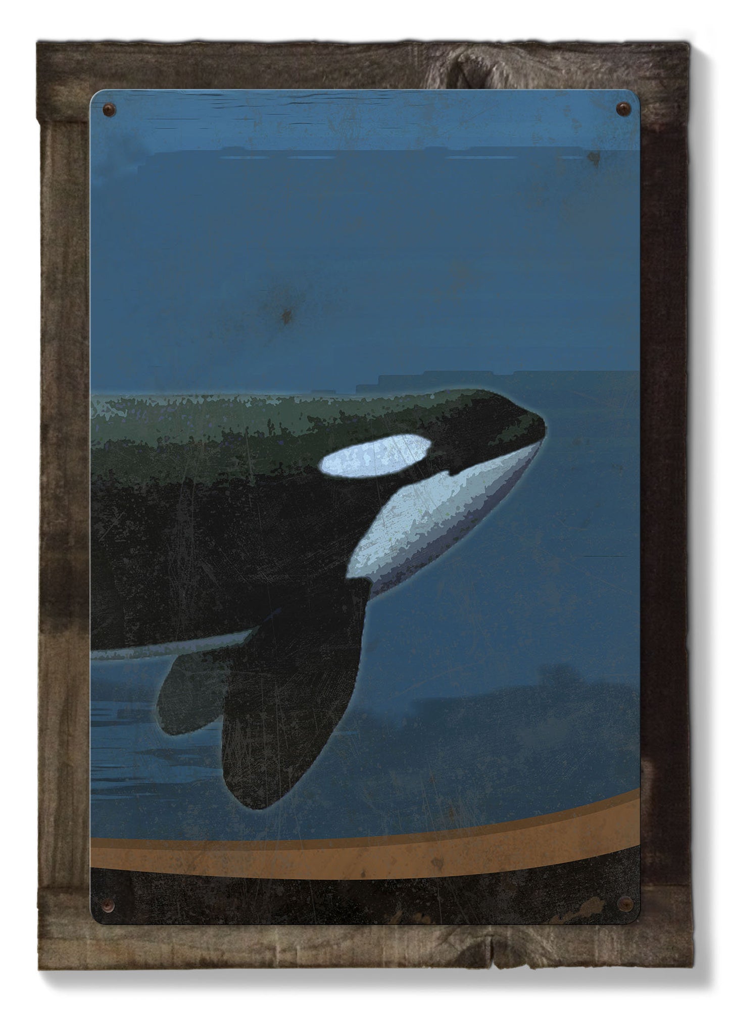 Killer Whale, Orca, METAL Triptych, Optional Rustic Wood Frame, Whale Watching, Wall Art, Ocean, Nautical