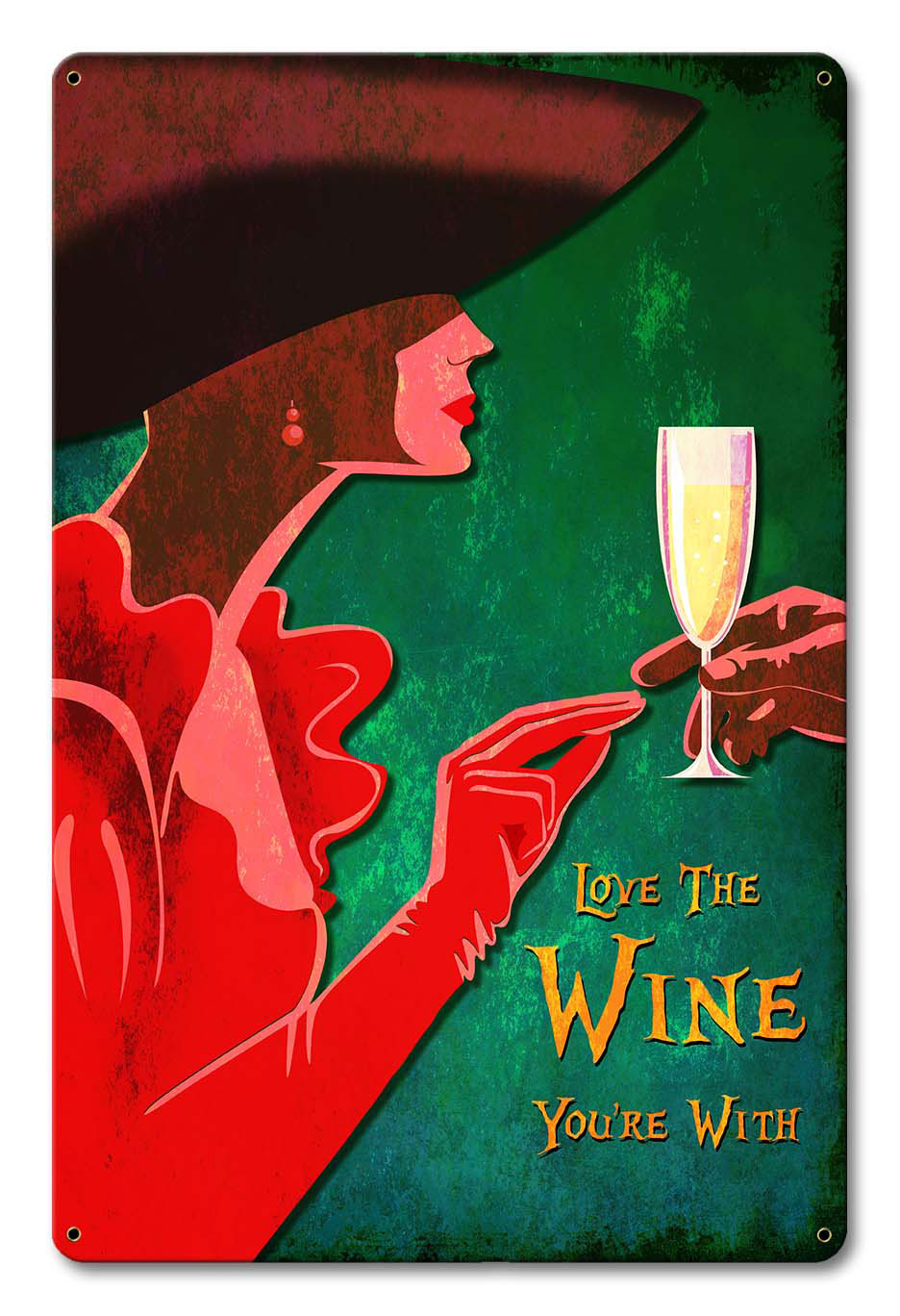 Love The Wine You're With Vintage Sign, Bar and Alcohol , Metal Sign, Wall Art, 12 X 18 Inches