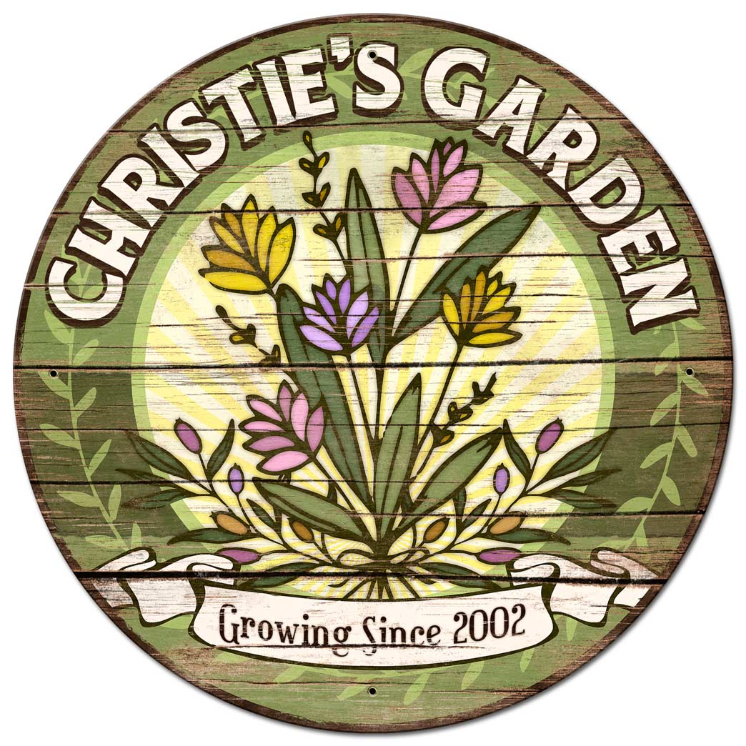 Garden Personalized Vintage Sign, Home & Garden, Metal Sign, Wall Art, 28 X 28 Inches