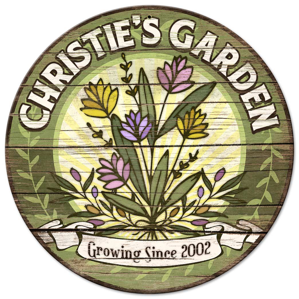 Garden Personalized Vintage Sign, New Products, Metal Sign, Wall Art, 14 X 14 Inches