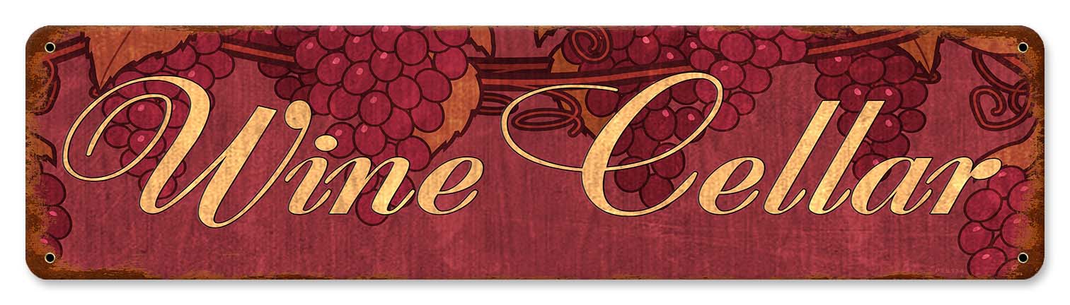 Wine Cellar Vintage Sign, Bar and Alcohol , Metal Sign, Wall Art, 20 X 5 Inches