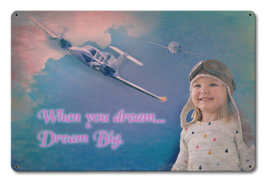 Dream Big Girl Vintage Sign, Aviation, Metal Sign, Wall Art, 18 X 12 Inches