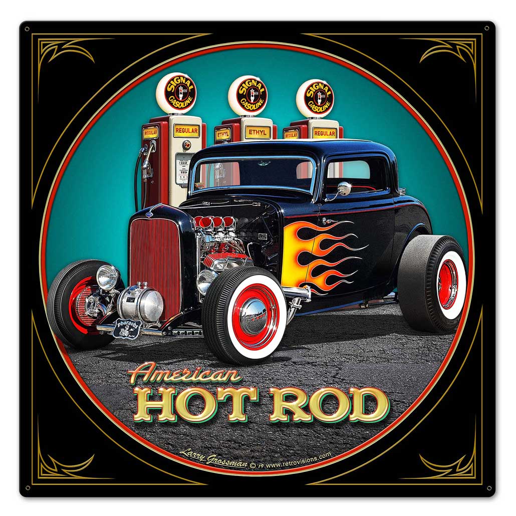1932 Deuce Coupe Fill-up Vintage Sign, Automotive, Metal Signs, Wall Art, 24 X 24 Inches