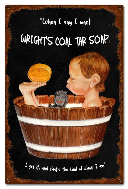 Wrights Coal Tar Soap Vintage Sign, Home & Garden, Metal Sign, Wall Art, 16 X 24 Inches