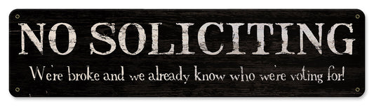 No Soliciting Vintage Sign, Home & Garden, Metal Sign, Wall Art, 20 X 5 Inches