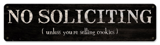 No Soliciting Unless Cookies Vintage Sign, Home & Garden, Metal Sign, Wall Art, 20 X 5 Inches
