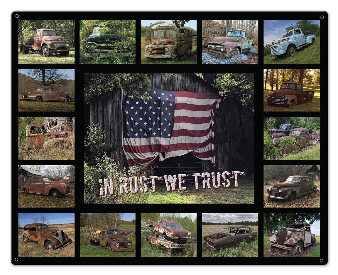 Rusty Cars, Home & Garden, Metal Sign, Wall Art, 30 X 24 Inches