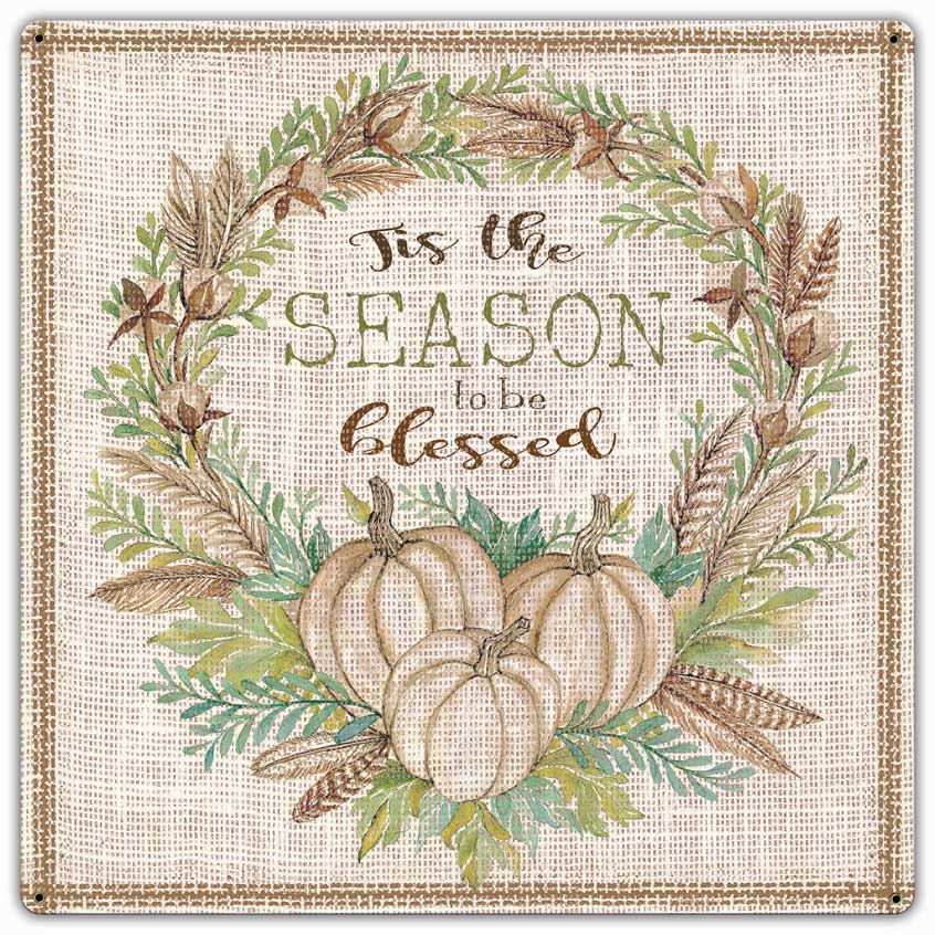 Fall Wreath Start Each Day, Home & Garden, Metal Sign, Wall Art, 24 X 24 Inches