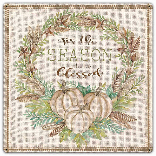 Fall Wreath Start Each Day, Home & Garden, Metal Sign, Wall Art, 24 X 24 Inches