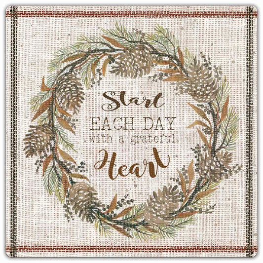 Fall Wreath Start Each Day, Home & Garden, Metal Sign, Wall Art, 24 X 24 Inches 2