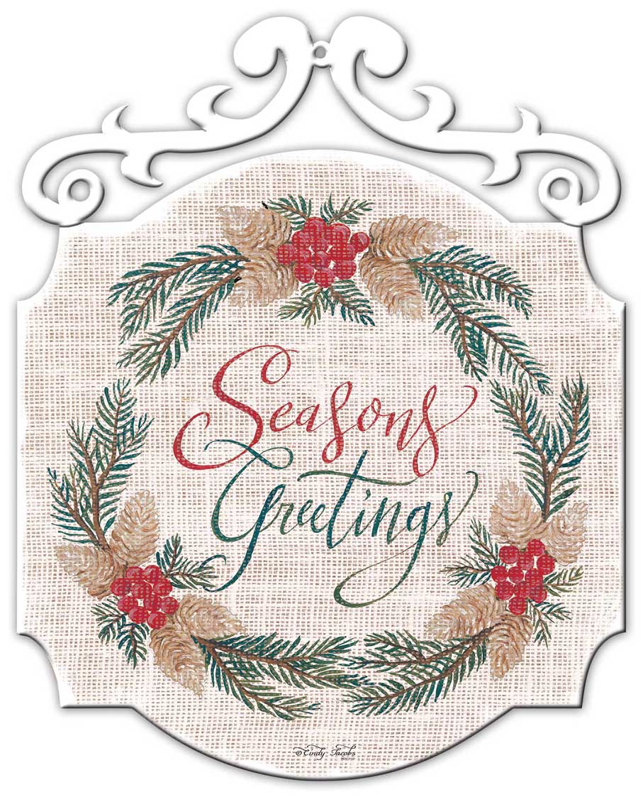 XMAS Seasons Greetings, Home & Garden, Metal Sign, Wall Art, 14 X 18 Inches