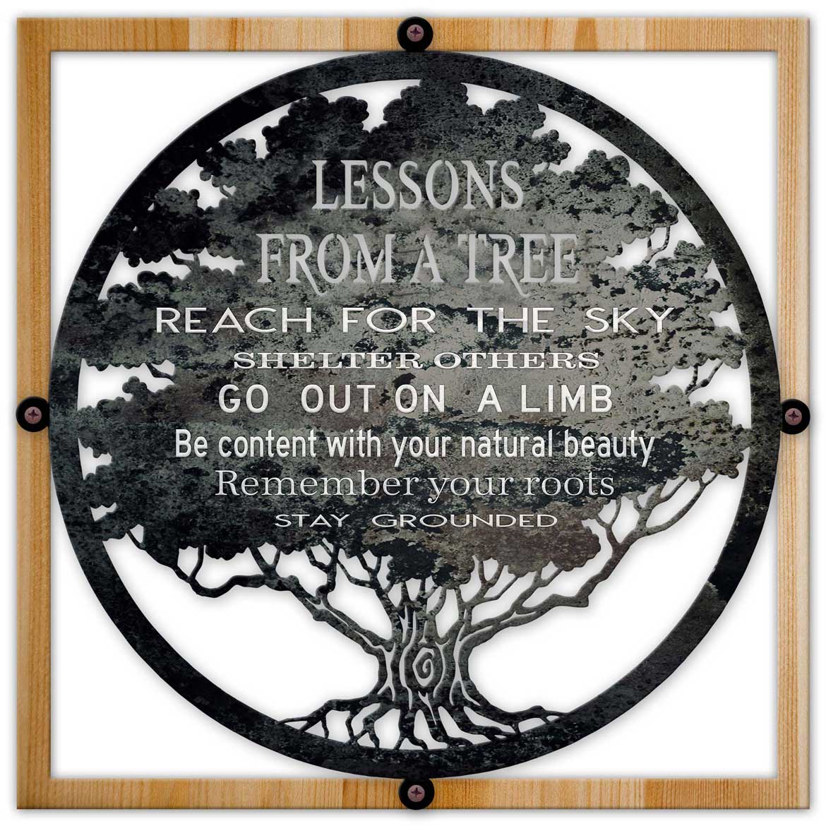 Lessons From A Tree With 1 Inch Width Wood Frame, Home & Garden, Metal Sign, Wall Art, 24 X 24 Inches
