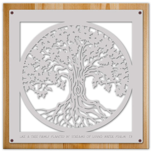 Like A Tree Planted with Wood Frame, Home & Garden, Metal Sign, Wall Art, 24 X 24 Inches