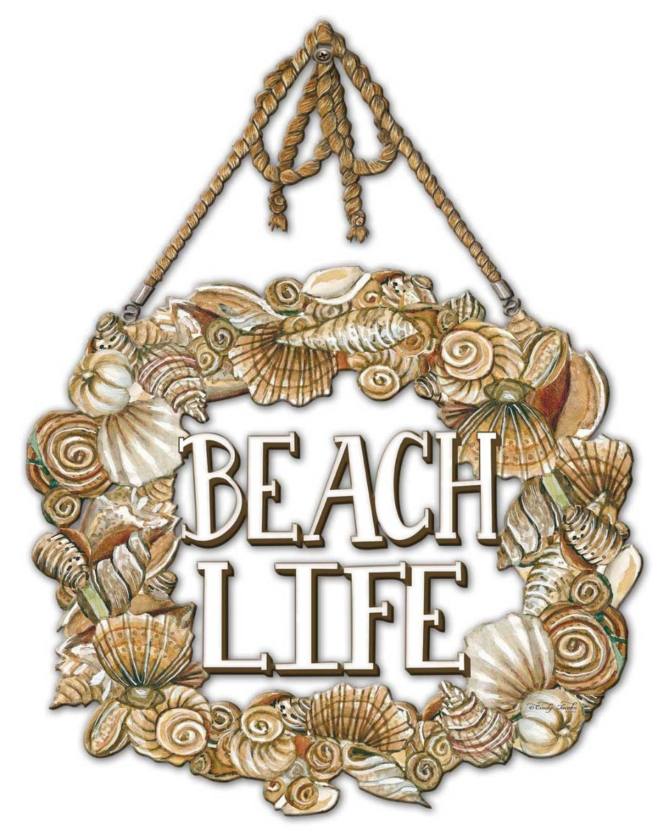 Coastal Wreath, Home & Garden, Metal Sign, Wall Art, 19 X 24 Inches