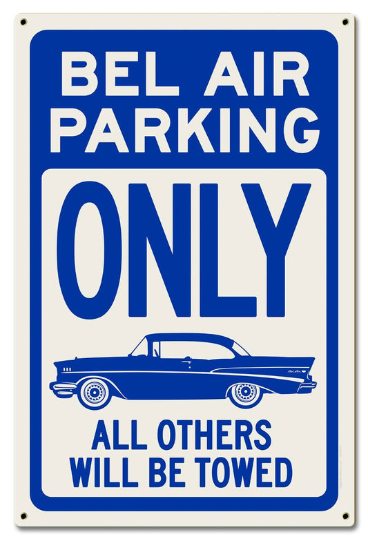 Bel Air Parking Blue, Automotive, Metal Sign, Wall Art, 16 X 24 Inches