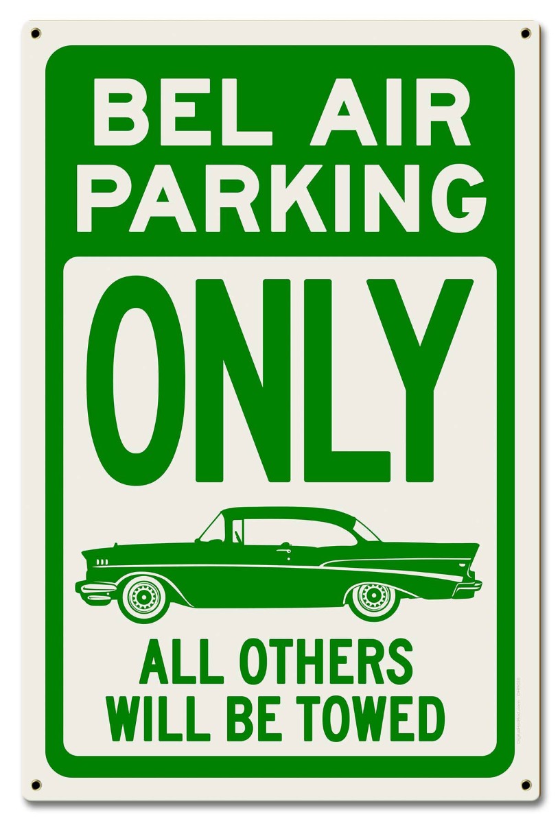 Bel Air Parking Green, Automotive, Metal Sign, Wall Art, 12 X 18 Inches