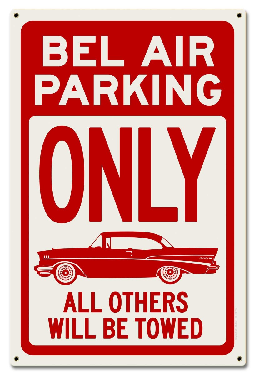Bel Air Parking Red, Automotive, Metal Sign, Wall Art, 16 X 24 Inches