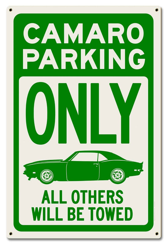 Camero Parking Green, Automotive, Metal Sign, Wall Art, 16 X 24 Inches
