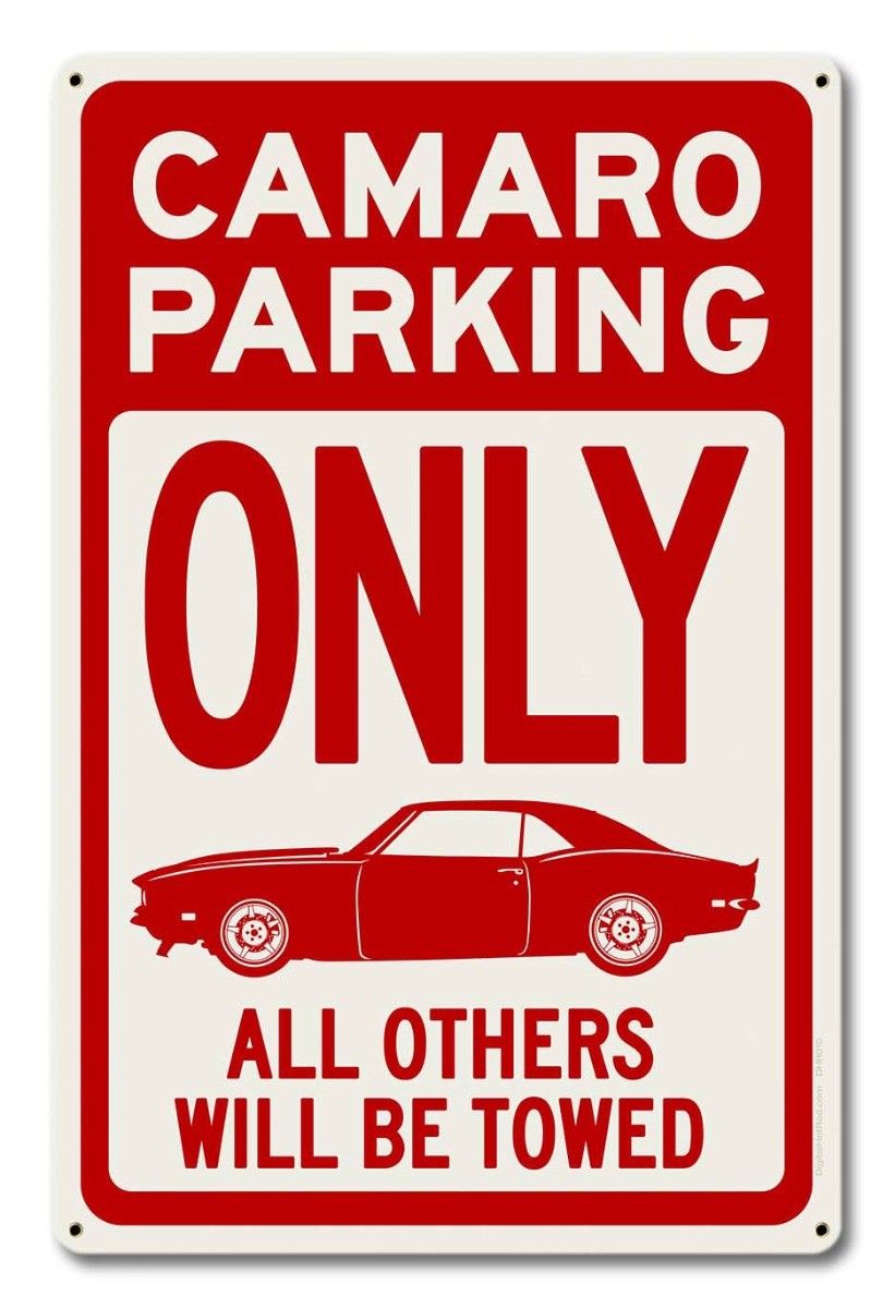Camero Parking Red, Automotive, Metal Sign, Wall Art, 12 X 18 Inches