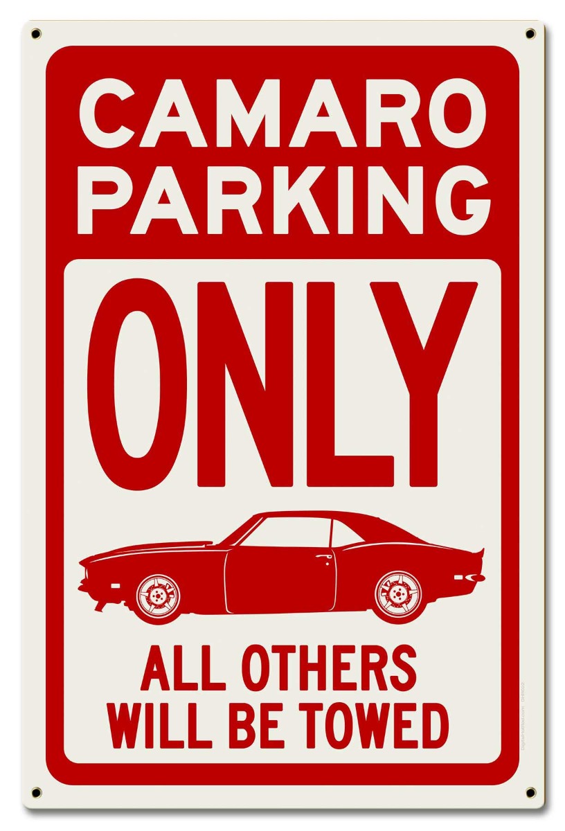 Camero Parking Red, Automotive, Metal Sign, Wall Art, 16 X 24 Inches