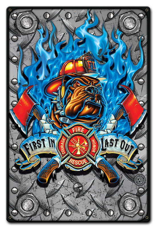 First In Last Out Vintage Sign, Humor, Metal Sign, Wall Art, 12 X 18 Inches