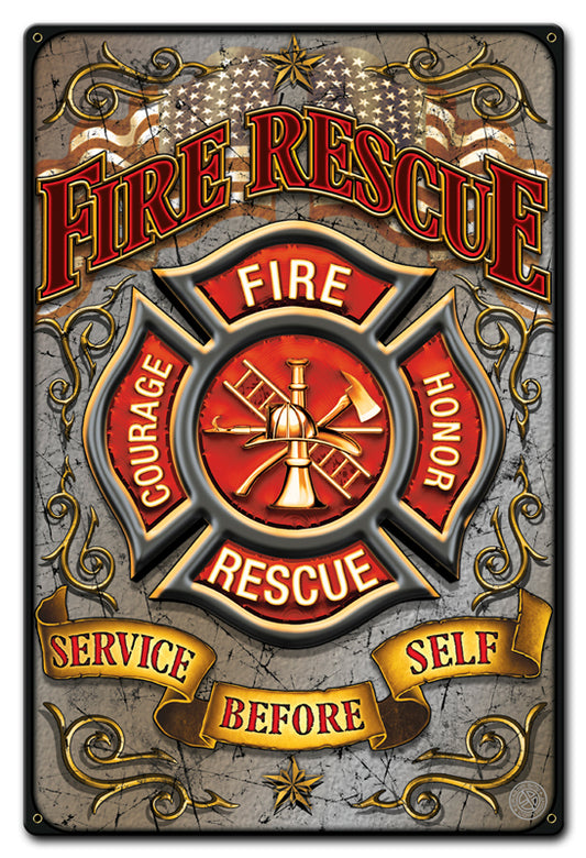 Fire Rescue Vintage Sign, Humor, Metal Sign, Wall Art, 12 X 18 Inches