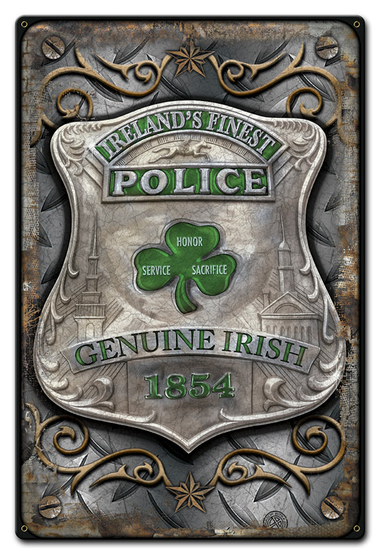 Ireland Police Vintage Sign, Humor, Metal Sign, Wall Art, 12 X 18 Inches