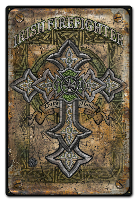 Irish Firefighter Vintage Sign, Humor, Metal Sign, Wall Art, 12 X 18 Inches