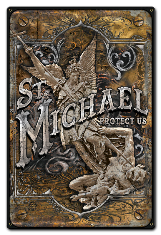 St Michaels Protect Vintage Sign, Humor, Metal Sign, Wall Art, 12 X 18 Inches