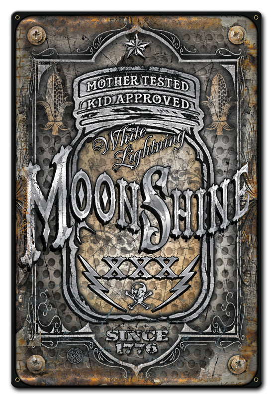 Moonshine Jar Vintage Sign, Bar and Alcohol , Metal Sign, Wall Art, 12 X 18 Inches