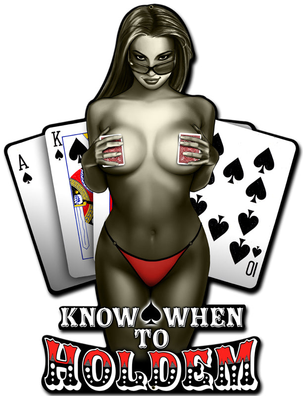 Know When To Holdem Vintage Sign, Humor, Metal Sign, Wall Art, 15 X 20 Inches