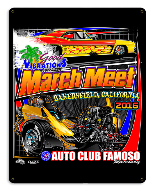 BAKERSFIELD MARCH MEET 2016 Vintage Sign, Automotive, Metal Sign, Wall Art, 15 X 12 Inches