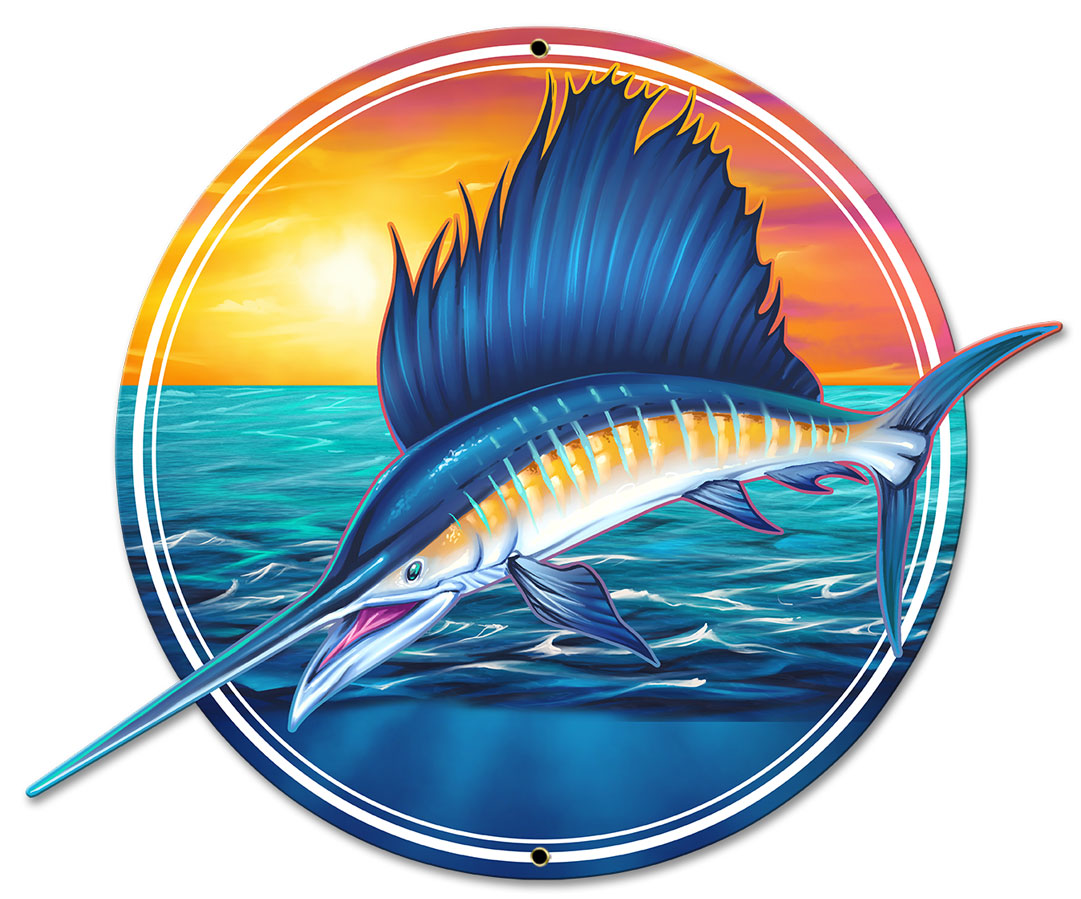 Sailfish, Barn and Country, Metal Sign, Wall Art, 18 X 14 Inches