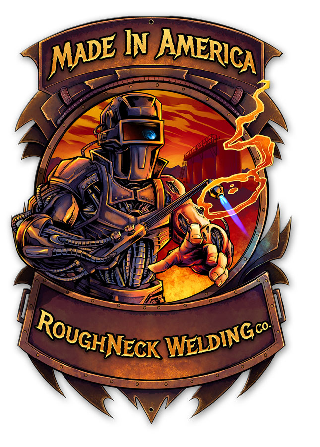 Welding Cyborg Vintage Sign, Roadside Attractions, Metal Sign, Wall Art, 20 X 14 Inches