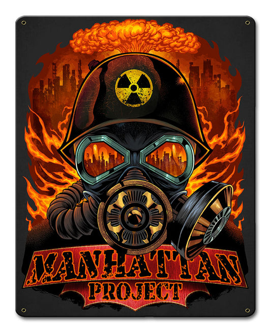 Manhattan Project Vintage Sign, Roadside Attractions, Metal Sign, Wall Art, 12 X 15 Inches