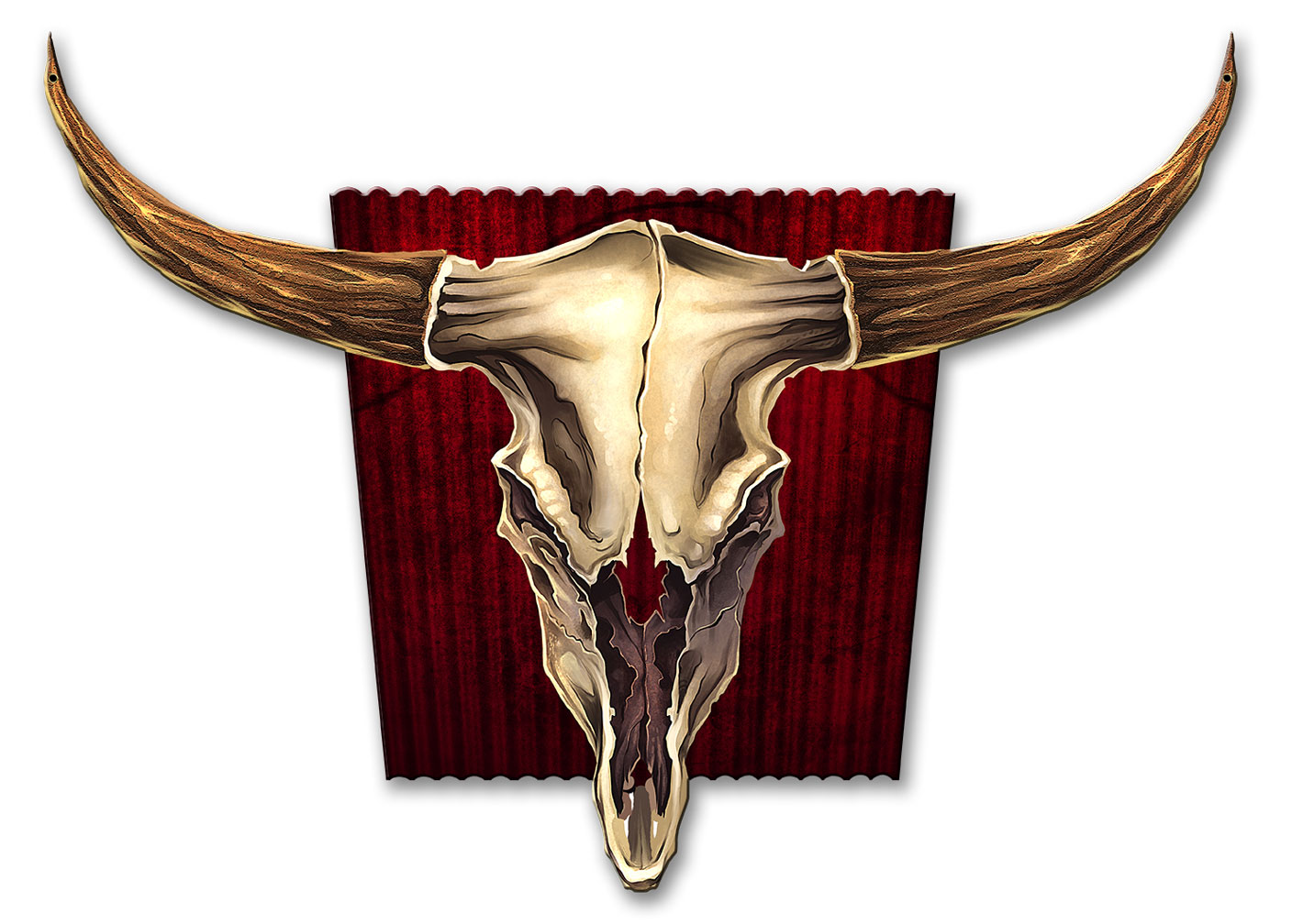 Steer Skull Vintage Sign, Roadside Attractions, Metal Sign, Wall Art, 19 X 13 Inches