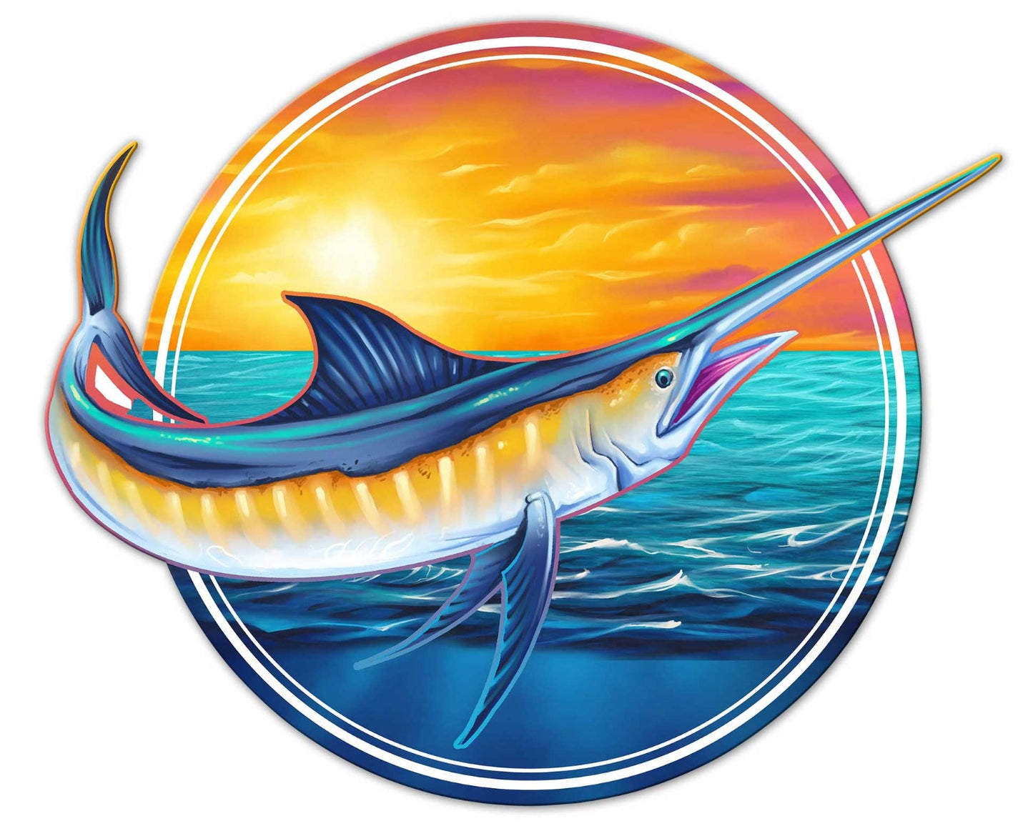 Marlin Vintage Sign, Roadside Attractions, Metal Sign, Wall Art, 32 X 27 Inches