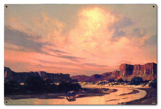 Camping by the River Vintage Sign, Automotive, Metal Sign, Wall Art, 24 X 16 Inches